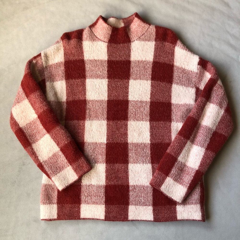 Zara ~ Girls Size 13-14 ~ Burgundy/Red Check Sweater